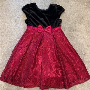 Black and Red Lace Dress with Bow
